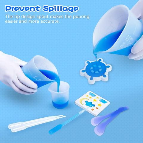Dope Silicone Resin Mixing Cups Set 600ml 250ml 100ml Thickened Reusable Epoxy Cups With Stir Sticks And Pipettes For Jewelry Making And Resin Art Projects, spill-proof pouring