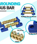 Heavy Duty Grounding Bus Bar Kit 4 Pack includes M4 screw mounts and brass terminals for reliable connections.