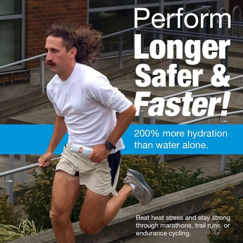 Runner holding Zero Sugar Hydration Gel For Runners And Cyclists, Ready To Drink On The Go, Instant Hydration With No Water Needed