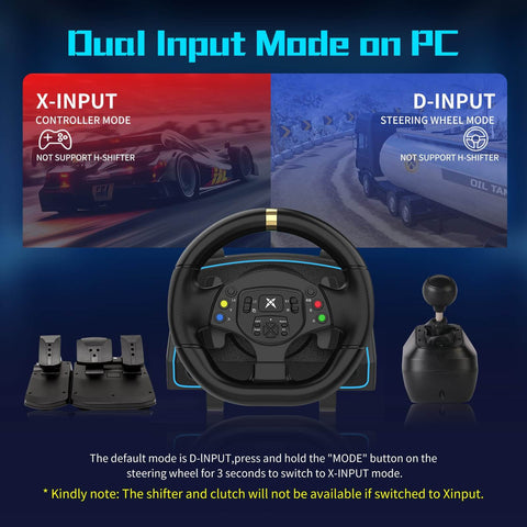 1080 Degree Magnetic Induction Racing Wheel With 6 Speed H Pattern Shifter, plug-and-play pedals, PC Windows 7/10/11, PS3 compatible