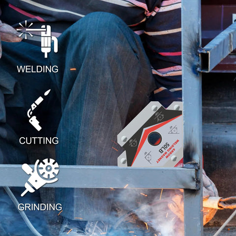 Welding magnets, 50 lb capacity, four-piece set, metal welding accessory