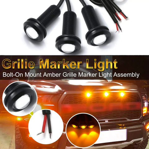 Image showing Dope Three Piece LED Front Grille Marker Lights With Projector Lens Assembly For Cars, Trucks, SUVs And Trailers.