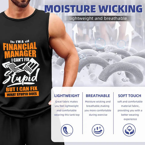 Men's Tank Top With Motorcycle Mechanic Design, 100 Percent Cotton Sleeveless Shirt, lightweight breathable fabric ideal for workouts.