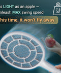 Electric Fly Swatter Bug Zapper Racket For Indoor And Outdoor Use With Dense Three Millimeter Mesh And Apple Like Weight