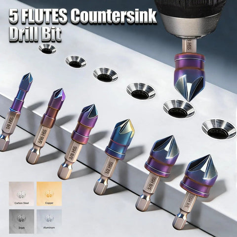 Pro Grade All In One Step Drill Bit Set With 5 Step Bits And 6 Countersink Bits 11 In 1 HSS Cobalt Nitriding Coated Drill Kit on metal
