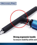 Close-up of Adjustable T Handle Speed Wrench Set for Quarter Inch and Three Eighth Inch Drives with Two Way Square Drive Spinner.