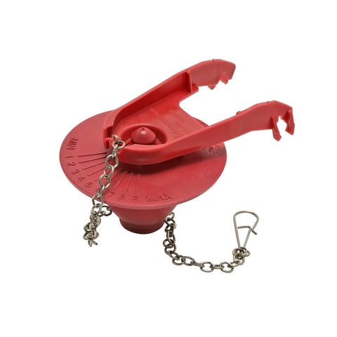 High Performance Toilet Fill Valve With 2 Inch Adjustable Flapper Kit, red flapper with attached chain and hook, for flush toilets