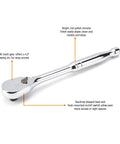 3 Piece Teardrop Ratchet Set With One Quarter Inch, Three Eighths Inch And One Half Inch Drives, 84 Tooth Full Polish Chrome