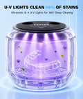 Dope 200ml Sonic Cleaning Pod With 4 Modes And UV Lights 45-52kHz Deep Clean For Retainers Dentures Mouth Guards Aligners Braces Dental Accessories And Jewelry, clear UV chamber