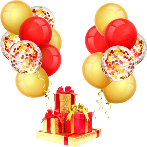 80 Pcs Red And Yellow Confetti Balloons 12 Inch Party Decor For Weddings Baby Showers with gift boxes