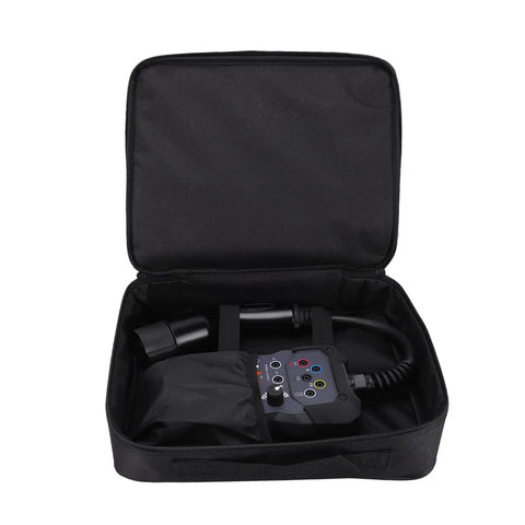 Pro Level EVSE Diagnostic Adapter For Hassle Free Charging Station Simulations in a black carrying case for protection.