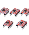Five Pack A4988 Stepper Motor Driver Modules With Heat Sink for 3D printers, CNC machines, robotics, and Arduino projects