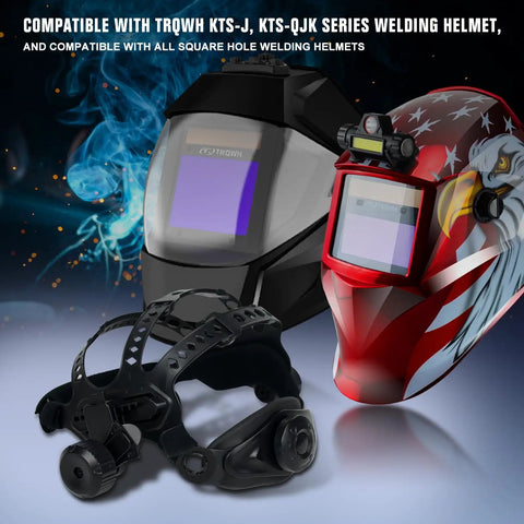 Replacement Headgear for Welding Helmet Square Hole Hood with black adjustable head strap and cushioned sweat pad