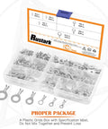 Six Size Copper Ring Crimp Terminals Kit 240 Pcs Non Insulated O Type Open Barrel Wire Lugs in plastic case M3.2 to M10.5