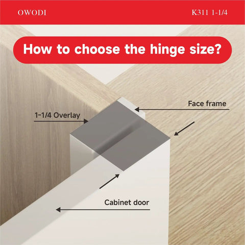 Diagram showing 1-1/4 inch overlay for face-frame cabinets, part of 40 Pack Soft Close Cabinet Hinges For Face Frame Doors.