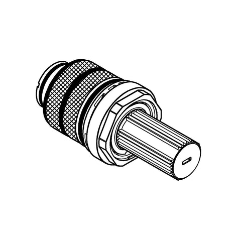 TurboStat Reversed Cartridge 3/4 Inch Replacement For Thermostatic Shower Valves, detailed view of ribbed shaft design.