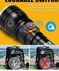 Close-up of lockable switch feature on Three Thousand Lumen Dive Light With Lockable Switch For Night Dives, Waterproof To 150m.