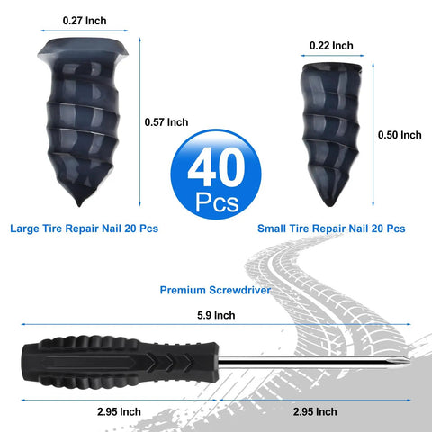 Tire Plug Kit With Screwdriver For Quick Ten Second Puncture Repair On Tubeless Tires Fits Cars Motorcycles SUVs ATVs Trucks