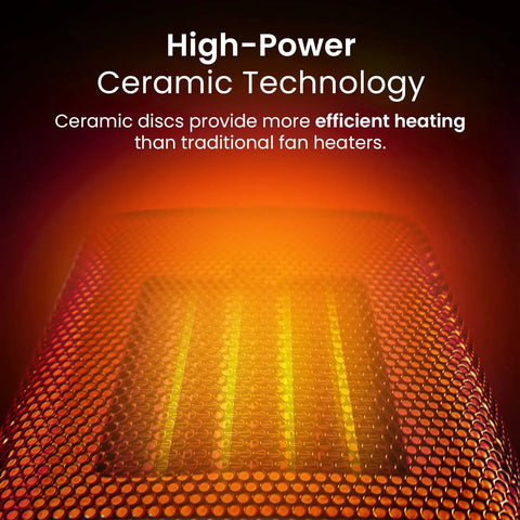 Close-up of ceramic heating elements in Powerful 1500W Portable Electric Ceramic Space Heater With Adjustable Thermostat.