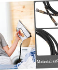 Pro Grade Heavy Duty Steam Hose For Steam Iron Replacement High Temperature Hose shown in use with steam iron