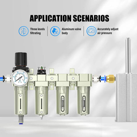 Rugged Pro Grade Four Stage Air Drying System With Auto Drain, Coalescing And Particulate Filters, Desiccant Dryer, And Regulator