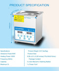 Ultrasonic Jewelry Cleaner With Digital Timer And Heater 40 KHz 2L Capacity Workhorse Cleaning Machine product specifications