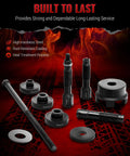Reywoo motorcycle wheel bearing puller kit with black steel adapters for Harley Davison 3/4 in, 1 in 25mm bearings.