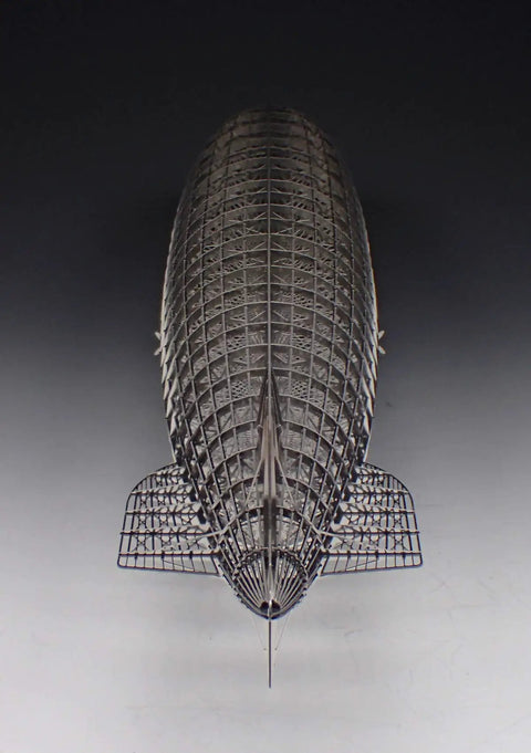Hindenburg LZ129 1 to 1000 Scale Photo Etched Stainless Steel Model Kit With Snap Fit Build And Light Glue On White Metal Parts