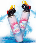 Killer Gender Reveal Smoke Bombs With Classic Fire Extinguisher Design And Fully Biodegradable Formula, pair of canisters with blue smoke.