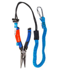 Beefy Safety Lanyard With Single Carabiner And Adjustable Loop End 7 Kg And 15 Lb Strength 52 Inch Length Aluminum Screw Lock Carabiner T2203 5 Pack For Tough Work attached to blue pliers