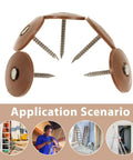 Top Tier Round Cap Roofing Nails With Insulation Washers Brown House Wrap Fasteners For Felt Foam Board And Weather Guard Sheathing 200 Piece Kit displayed with washers and screws.