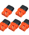 Beefy Female Connector With Sheath Housing For RC LiPo Batteries FPV Drones Solar Panels And Power Stations Anti Reverse Safe Connection Easy Solder 5 Pack High Current XT60 Style Plug For RC Cars Boats UAVs, top view of connectors