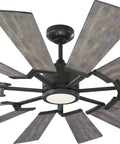 Heavy Duty 72 Inch Outdoor Ceiling Fan Serving Big Porch Vibes With A Knockout Windmill Frame And Weathered Oak Blades Pushing Serious Airflow Plus Dimmable Remote Led And Energy Star Cool Factor - top view of blades and light