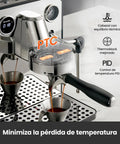 Kickstart Your Day With This Solid Gear Semi Automatic Espresso Maker featuring PID temp control and espresso shots being pulled.