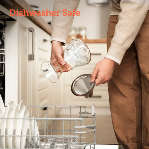 Pour Over Coffee Maker With Double Layer Stainless Steel Filter For Rich, Smooth Flavor being placed in dishwasher