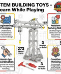3 In 1 Metal Construction Kit With 273 Parts Tower Crane Frame Crane Windmill Model Set For Boys Ages 8 12 DIY STEM Building Toys