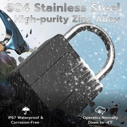 Beefy Biometric Fingerprint Padlock With Bluetooth App Control Built Tough For Trucks Gates Footlockers Gym Lockers Outdoor Use