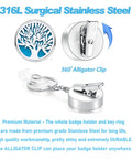 Heavy Duty Retractable Badge Reel With Sturdy Alligator Clip And Built In Aromatherapy Patch, 316L stainless steel design.