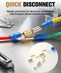 50 Piece Heavy Duty Piggyback Spade Connectors Bulk Kit For Auto Wiring And Home Repair Top Shelf double spade connectors for quick disconnect.