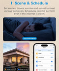 3 Way Smart Dimmer Switch Kit schedule setup with app interface and bedroom scene for hands-free remote voice control over WiFi.