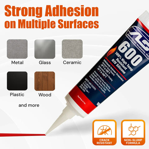Go-To High Temp Red RTV Silicone Sealant For Engine Exhaust Metal Glass Wood Plastic 600F Heat Resistant Gasket Maker Adhesive Caulk tube