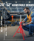Front view of VEVOR V-Head pipe stand; red carbon-steel frame, adjustable 28–52 in height, 2500 lb capacity