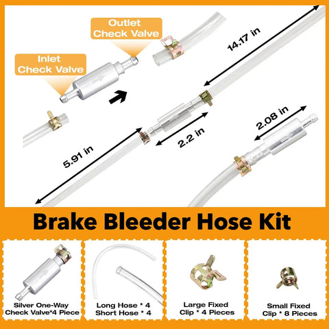 Air Free Universal Brake Bleeder Hose Kit With No Air Backflow One Way Valve For Quick Bleed Of Car And Motorcycle Clutch Systems 6mm