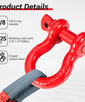 Five Eighths Inch D Ring Shackles Heavy Duty Forged Carbon Steel With Screw Pin Working Load Limit 3.25 Tons Red