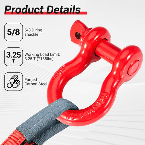 Five Eighths Inch D Ring Shackles Heavy Duty Forged Carbon Steel With Screw Pin Working Load Limit 3.25 Tons Red