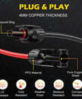 3 Ft 10 AWG Solar Extension Cable With Male And Female Connectors Waterproof Outdoor Solar Panel Cable Kit In Red And Black For Extending Your Solar System, Heavy Duty PE Jacket, Easy Plug And Play, detailed components and features.