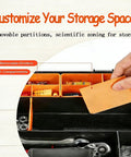 Hand adjusting removable divider in 3 Piece Toolbox Organizer Set with Clear Lid, 21 Compartments and Removable Dividers for Hardware.