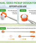 Dual-sided pressure activated cup of 9 Foot Telescopic Golf Ball Retriever With Heavy Duty Stainless Steel Shaft Non Slip Rubber Grip