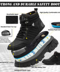 Waterproof Steel Toe Boots For Men 6 Inch Comfort Fit Work Boots With Tough As Nails Indestructible Steel Toe Lightweight Non Slip Puncture Resistant Industrial Construction Boots Black Size 11