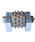 Beefed-Up 45 Pin Bush Hammer Replacement Heavy-Duty Roller with holder, showing carbide pins, for HTC floor grinders.